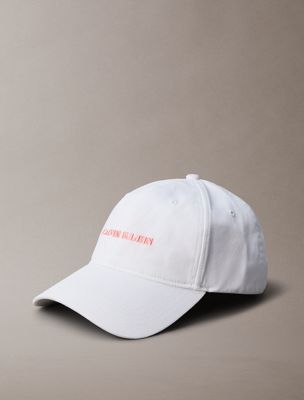 white bestickte logo-kappe aus baumwoll-twill für damen - calvin klein