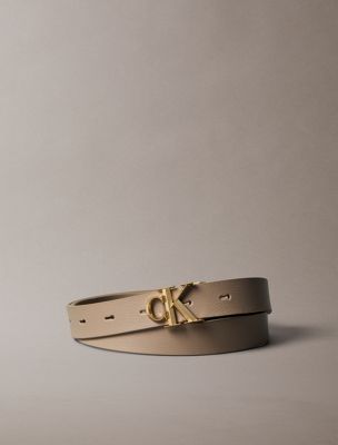 beige reversible pebbled leather logo belt for women calvin klein