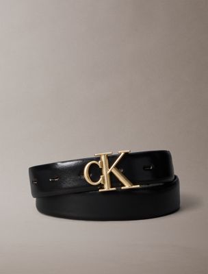 cinturón con logo monograma de piel black de mujeres calvin klein