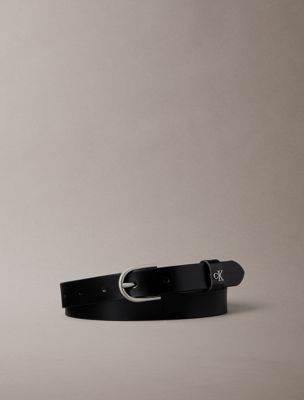 black runder schnallengürtel mit monogramm für damen - calvin klein