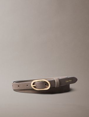 beige gürtel aus wildleder mit ovaler schnalle für damen - calvin klein