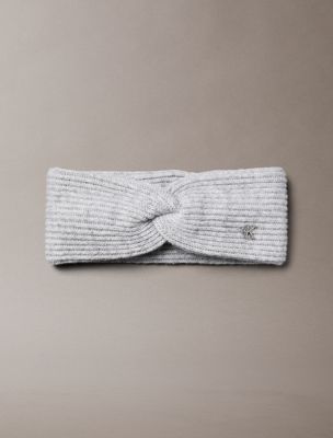 grey wool blend soft twist headband for women calvin klein