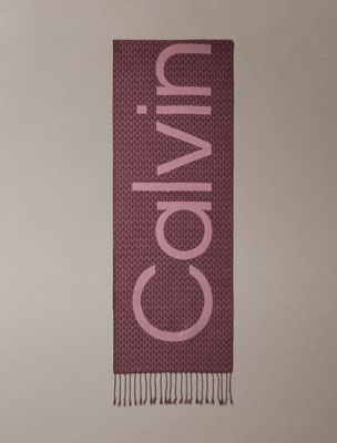 bufanda de mezcla de lana con logo con emblema purple de mujeres calvin klein