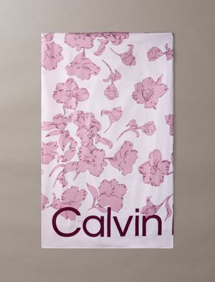pink vierkante sjaal met bloemenlogo voor dames - calvin klein