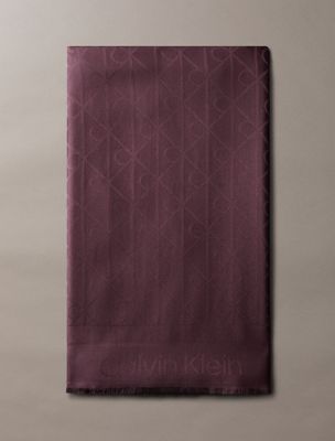 écharpe en jacquard satiné avec logo purple pour femmes calvin klein