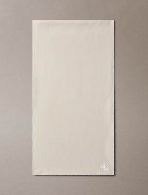 bufanda con logo distintivo beige de mujeres calvin klein