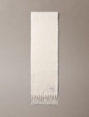 beige wool blend signature scarf for women calvin klein