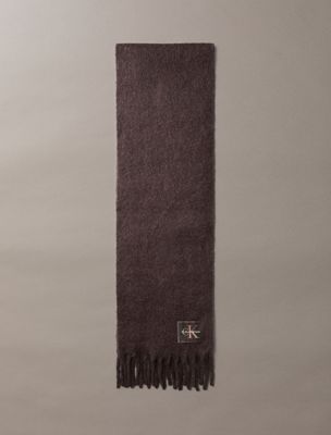 brown wool blend signature scarf for women calvin klein