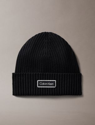 black logo patch rib beanie for women calvin klein