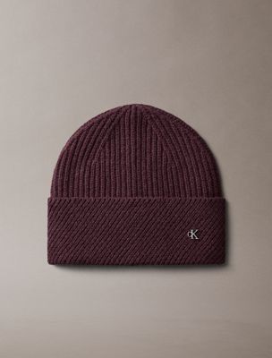 brown mütze aus wollgemisch mit monogramm für damen - calvin klein