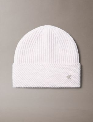 purple wool blend monogram beanie for women calvin klein