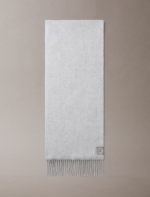 grey soft cashmere emblem scarf for women calvin klein