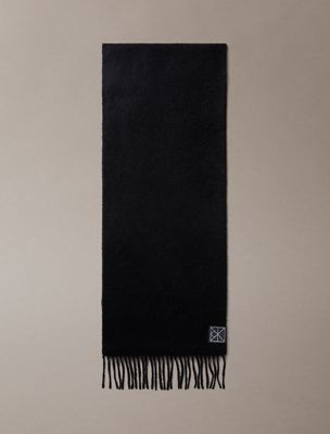 black soft cashmere emblem scarf for women calvin klein