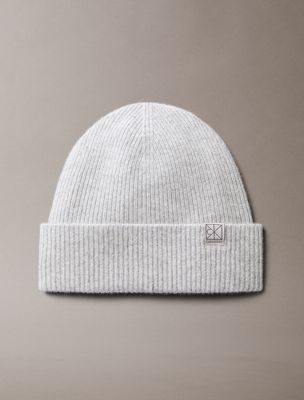 grey soft cashmere emblem beanie for women calvin klein