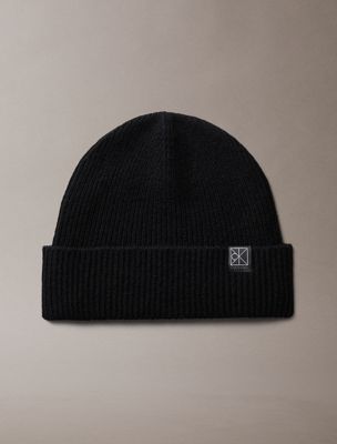 black weiche mütze aus kaschmir mit emblem für damen - calvin klein