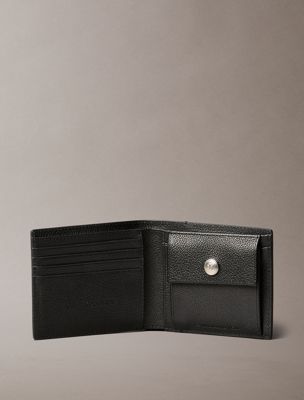 na black leather wallet for men calvin klein jeans