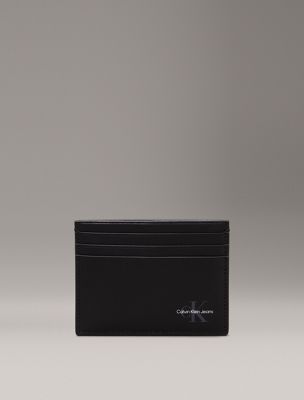 black leather cardholder for men calvin klein jeans