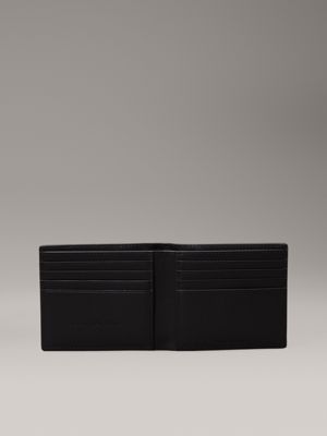 na black leather slimfold wallet for men calvin klein jeans