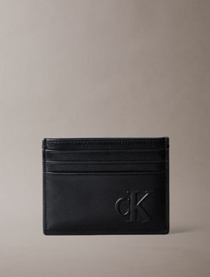 porte-cartes en cuir saffiano black pour hommes calvin klein