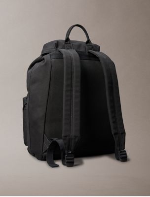 na black canvas flap backpack for men calvin klein jeans