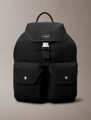 black canvas flap backpack for men calvin klein jeans