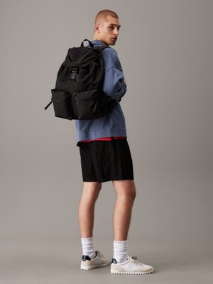 na black flap backpack for men calvin klein jeans