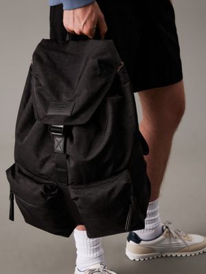 na black flap backpack for men calvin klein jeans