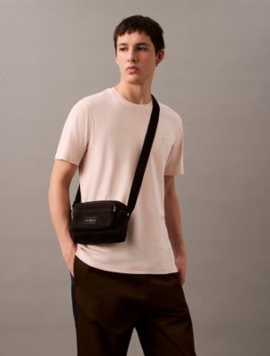 na black canvas crossbody camera bag for men calvin klein jeans