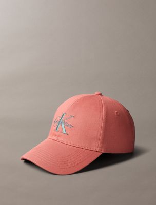 orange embroidered monologo baseball cap for men calvin klein