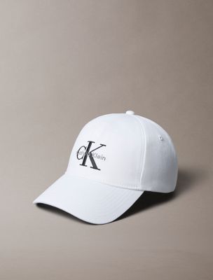 white embroidered monogram logo twill cap for men calvin klein