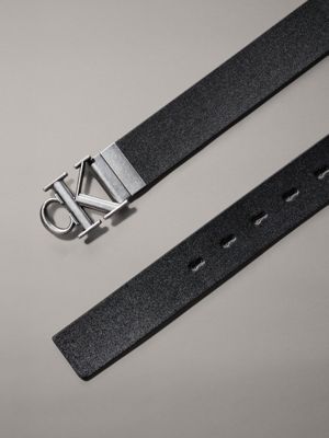 black/bitter brown/antique silver leather reversible logo belt for men calvin klein jeans