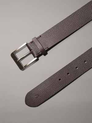 bitter brown/antique silver leather belt for men calvin klein jeans