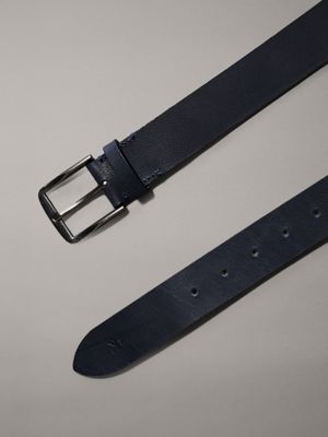 dark sapphire/antique silver leather belt for men calvin klein jeans