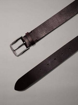 bitter brown/antique silver leather belt for men calvin klein jeans