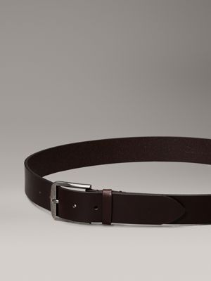 bitter brown/antique silver leather belt for men calvin klein jeans