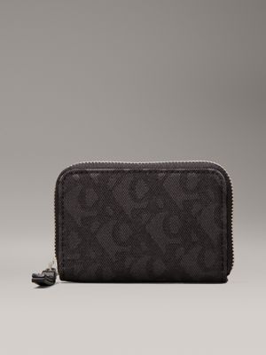 black logo jacquard zip around wallet for women calvin klein jeans