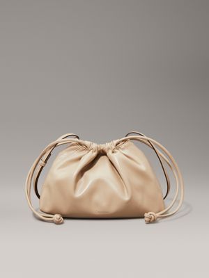 dark beige drawstring crossbody bag for women calvin klein jeans