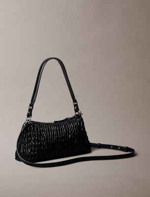 black ruched shoulder bag for women calvin klein jeans