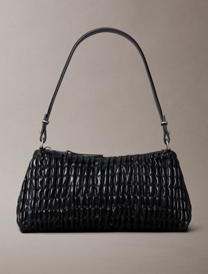 black ruched shoulder bag for women calvin klein jeans