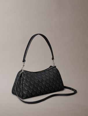 na black logo jacquard shoulder bag for women calvin klein jeans