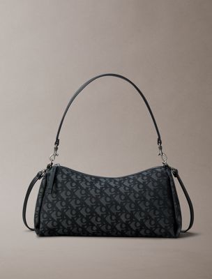 black logo jacquard shoulder bag for women calvin klein jeans