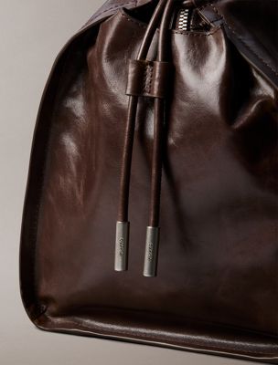 chocolate brown leather duffle bag for women calvin klein jeans