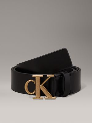 black leather logo belt for women calvin klein jeans