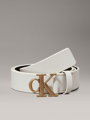 beige leather logo belt for women calvin klein jeans