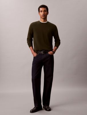 brown klassieke trui van merinowol voor heren - calvin klein