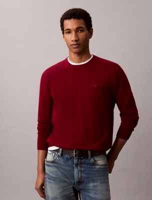 purple klassischer pullover aus merinowolle für herren - calvin klein