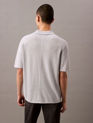 gray dawn linen blend short sleeve jumper for men calvin klein