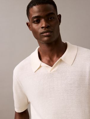 tofu linen blend short sleeve jumper for men calvin klein