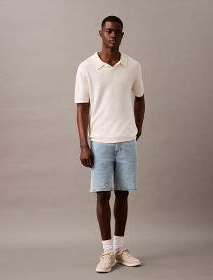 tofu linen blend short sleeve jumper for men calvin klein