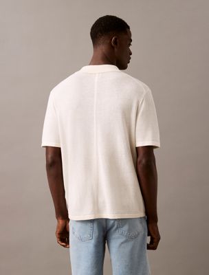 tofu linen blend short sleeve jumper for men calvin klein